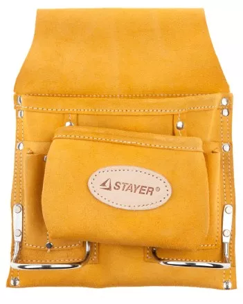Сумка поясная STAYER PROFESSIONAL для инструментов, кожаная, 8 карманов, 2 скобы 38515 купить в Магнитогорске