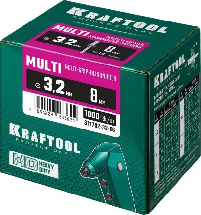 Заклепки многозажимные KRAFTOOL 311702-32-08 купить в Магнитогорске