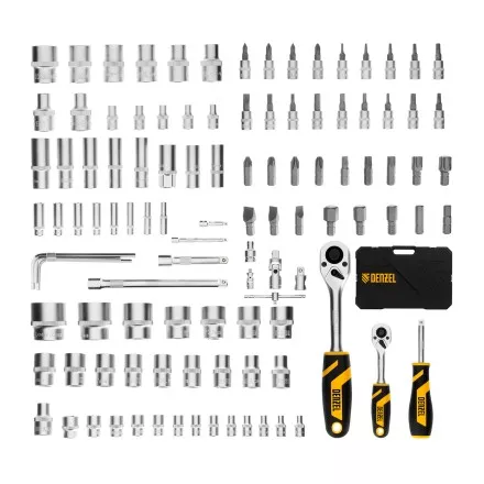 Набор инструментов Denzel 15814, 1/2&quot;, 1/4&quot;, CrV, S2, пластиковый кейс, 109 предметов купить в Магнитогорске