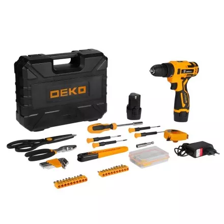 Дрель аккумуляторная DEKO Banger 12V + набор инструмента 93 предмета, 063-4168 купить в Магнитогорске