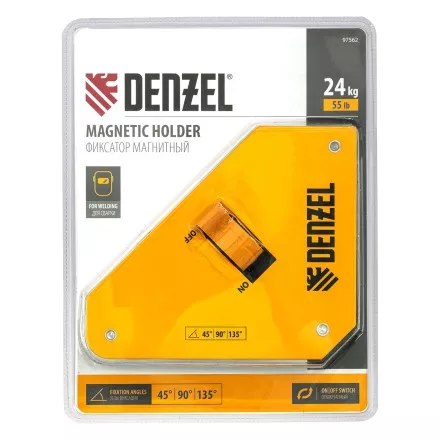 Фиксатор магнитный отключаемый для сварочных работ усилие Denzel 55 LB, 45х90 град. 97562 купить в Магнитогорске