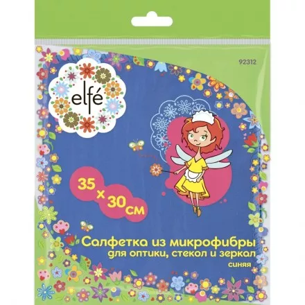 Салфетка из микрофибры для оптики стекол и зеркал синяя 350 х 300 мм Elfe 92312 купить в Магнитогорске