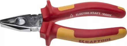 Плоскогубцы &quot;ELECTRO-KRAFT&quot;, Cr-Mo сталь, двухкомпонентная маслобензостойкая рукоятка, хромированное покрытие, 160мм, KRAFTOOL 2202-1-16 2202-1-16_z01 купить в Магнитогорске