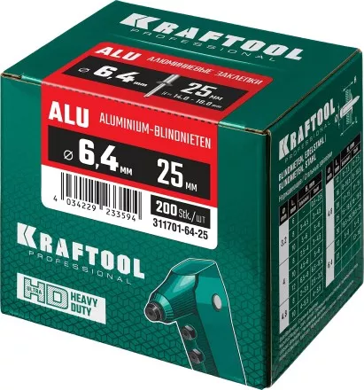 Заклепки алюминиевые KRAFTOOL 311701-64-25 купить в Магнитогорске