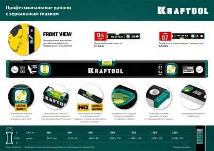 Профессиональный уровень с зеркальным глазком KRAFTOOL 34781-120 купить в Магнитогорске