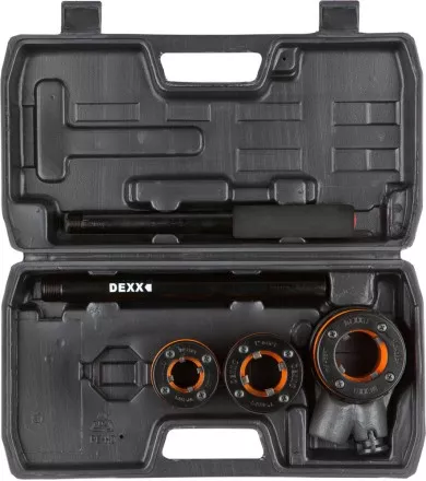Набор DEXX: Клуппы трубные, с трещоткой 620мм, №3: 1/2&quot;, 3/4&quot;, 1&quot; 28280-H3 купить в Магнитогорске