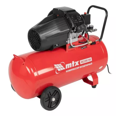 Компрессор воздушный MTX КК-2200/100, 2,2 кВт, 350 л/мин, 100 л, прямой привод, масляный купить в Магнитогорске