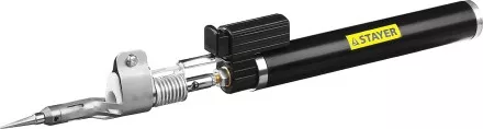 Газовая горелка STAYER &quot;PROFESSIONAL&quot;, 2в1, пьезоподжиг, регулировка пламени, 4 насадки, 1200С 55505-H6 купить в Магнитогорске