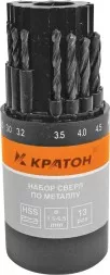 Набор сверл по мет 1,5-6,5 мм 13 шт Кратон 1 05 01 010