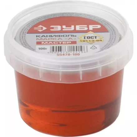 Канифоль ЗУБР для паяльных работ, пластиковая банка, 100г 55470-100 купить в Магнитогорске