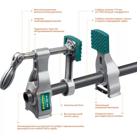 Струбцина KRAFTOOL PC-34-xx трубная 32301-2 купить в Магнитогорске