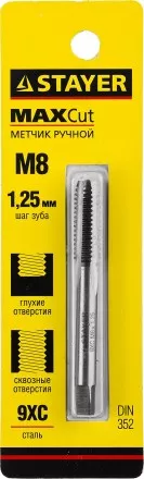 Метчик STAYER &quot;MASTER&quot; одинарный, для сквозных и глухих отверстий, сталь 9ХС, М8х1,25 28021-08-1.25 купить в Магнитогорске