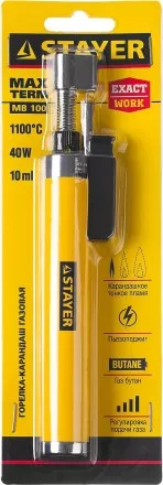 Газовая горелка-карандаш &quot;MaxTerm&quot;, STAYER &quot;MASTER&quot; 55560, с пьезоподжигом, регулировка пламени, 1100С 55560 купить в Магнитогорске