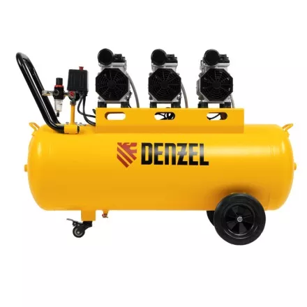 Компрессор безмасляный, малошумный DLS 1800/100,1800 Вт, 3x600, 100 л, 345 л/мин// Denzel 58028 купить в Магнитогорске