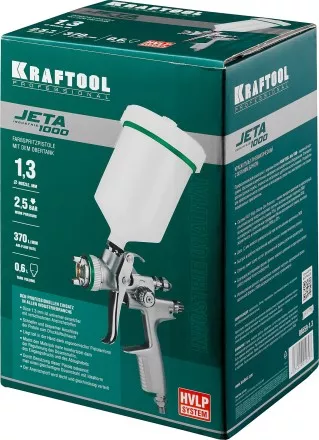 Краскопульт пневматический KRAFTOOL &quot;PRO&quot; Jeta 1000, HVLP, c верхним бачком, 1,3мм 06559-1.3 купить в Магнитогорске