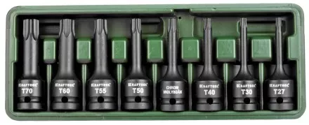 Торцовые головки KRAFTOOL &quot;INDUSTRIE QUALITAT&quot; ударные в наборе, (1/2&quot;), Cr-Mo, фосфат., TORX, T27-T70, 8 шт. 27952-H8 купить в Магнитогорске
