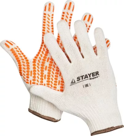 Перчатки STAYER &quot;EXPERT&quot; трикотажные с защитой от скольжения, 10 класс, х/б, L-XL 11401-XL купить в Магнитогорске