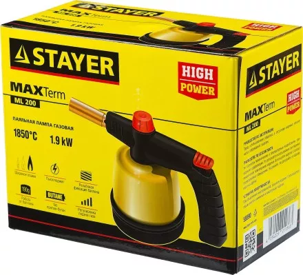 Паяльная лампа газовая STAYER &quot;MASTER&quot;, на баллон, с пьезоподжигом, регулировка пламени, 1850С 55590 купить в Магнитогорске