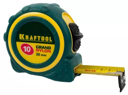Рулетка KRAFTOOL &quot;GRAND&quot;, двухкомпонентный корпус, двусторонняя шкала, нейлоновое покрытие, 10мх30мм 3412-10_z01 купить в Магнитогорске