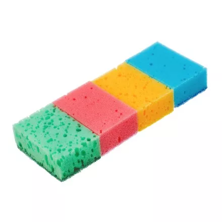 Губки для посуды Coral, 95 x 64 x 36 мм, 4 шт, Home Palisad 923585 купить в Магнитогорске