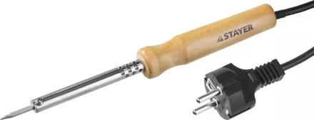 Паяльник с деревянной рукояткой и долговечным жалом, STAYER &quot;MASTER&quot; MAXTerm, 55310-40, 40 Вт, конус 55310-40 купить в Магнитогорске