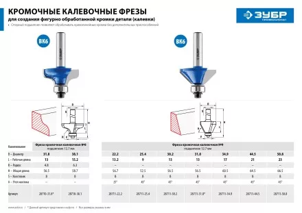 Фреза кромочная калевочная(фасочная) №9 с подшипником 127мм серия ПРОФЕССИОНАЛ купить в Магнитогорске