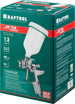Краскопульт пневматический KRAFTOOL &quot;PRO&quot; Jeta 4000, HVLP, c верхним бачком, 1,3мм 06555-1.3 купить в Магнитогорске