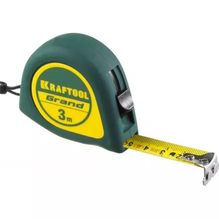 Рулетка KRAFTOOL GRAND, обрезиненный пластиковый корпус, 3м/16мм 34022-03-16 купить в Магнитогорске