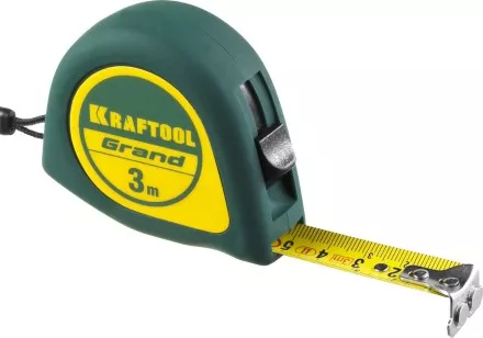 Рулетка KRAFTOOL GRAND, обрезиненный пластиковый корпус, 3м/16мм 34022-03-16 купить в Магнитогорске