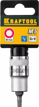 Торцовая бита-головка KRAFTOOL &quot;INDUSTRIE QUALITAT&quot;, материал S2, SPLINE, сатинированная, 1/2&quot;, M5 27911-05_z01 купить в Магнитогорске