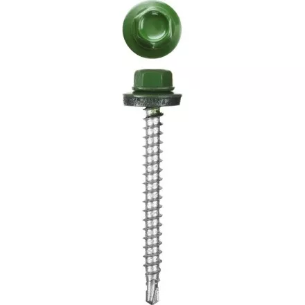 Саморезы СКМ кровельные, RAL 6002 зеленый лист, 19 x 5.5 мм, 2 500 шт, для металлических конструкций, STAYER 30300-55-019-6002 купить в Магнитогорске