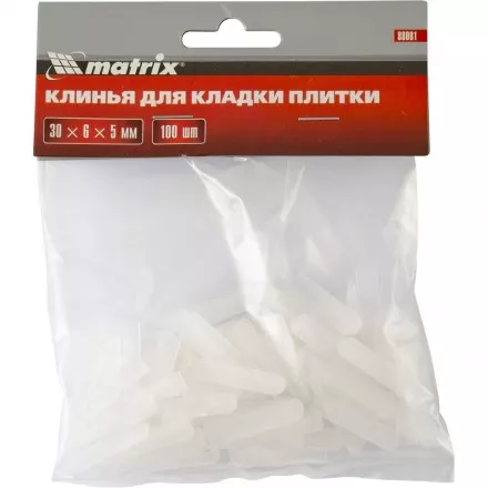 Клинья для кладки плитки 30 х 6 х 5 мм упаковка 100 штук Matrix 88081 купить в Магнитогорске