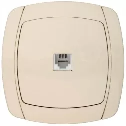 Розетка СВЕТОЗАР &quot;CITY LIGHT&quot; телефонная одинарная в сборе, цвет бежевый SV-54217-B