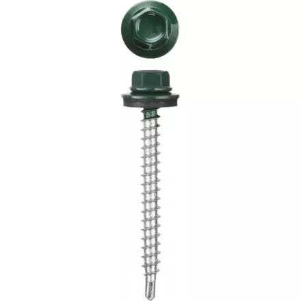 Саморезы СКМ кровельные, RAL 6005 зеленый насыщенный, 19 x 5.5 мм, 2 500 шт, для металлических конструкций, STAYER 30300-55-019-6005 купить в Магнитогорске