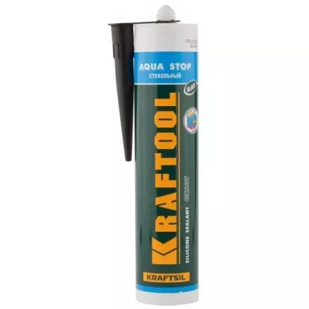 Герметик KRAFTOOL KRAFTSeal GX107 &quot;AQUA STOP&quot; силиконовый стекольный, черный, 300мл 41256-4 купить в Магнитогорске