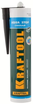 Герметик KRAFTOOL KRAFTSeal GX107 &quot;AQUA STOP&quot; силиконовый стекольный, черный, 300мл 41256-4 купить в Магнитогорске