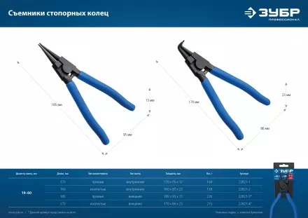 ЗУБР 180 мм, прямые губки, внешний съемник стопорных колец, Профессионал (22821-3) купить в Магнитогорске
