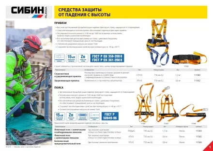 Лямочный пояс СИБИН тип ППДаА, материал стропа - лента, с наплечными и набедренными лямками 11563 купить в Магнитогорске