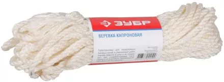 Веревка ЗУБР капроновая, d=6,0 мм, 20 м, 375 кгс, 12,5 ктекс 50206 купить в Магнитогорске