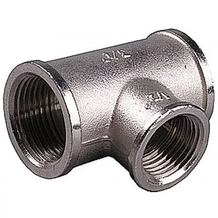 Тройник GENERAL FITTINGS переходной, никелированная латунь, г/г/г, 1&quot;-1/2&quot;-1&quot; 51060-1-1/2-1 купить в Магнитогорске