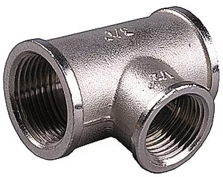 Тройник GENERAL FITTINGS переходной, никелированная латунь, г/г/г, 1&quot;-1/2&quot;-1&quot; 51060-1-1/2-1 купить в Магнитогорске