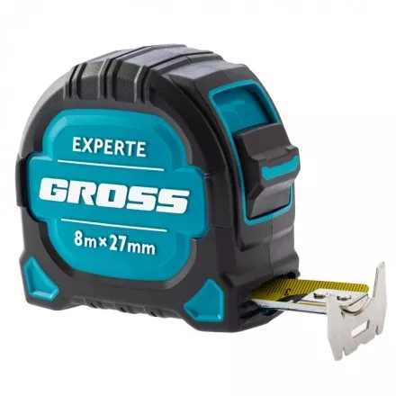 Рулетка нейлон Experte 8м x 27мм двухкомпон. корпус магнит двухстор. Разметка Gross 32576 купить в Магнитогорске