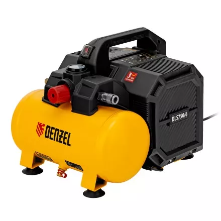 Компрессор Denzel DLS750/6 58019 безмасляный малошумный 750 Вт, 140 л/мин,ресивер 6 л купить в Магнитогорске