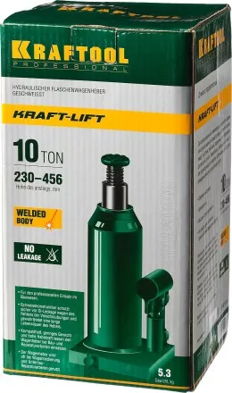 Домкрат гидравлический бутылочный &quot;Kraft-Lift&quot;, сварной, 10т, 230-456мм, KRAFTOOL 43462-10 43462-10_z01 купить в Магнитогорске