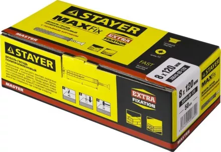 Дюбель-гвоздь полипропиленовый, потайный бортик, 8 x 120 мм, 50 шт, STAYER Master 30645-08-120 30645-08-120 купить в Магнитогорске