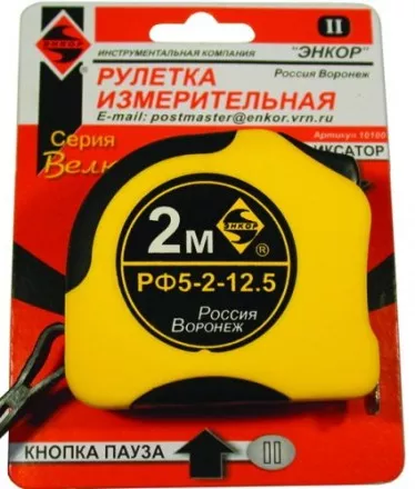 Рулетка 2м Велюр c 2-мя фиксаторами Энкор 10100 купить в Магнитогорске
