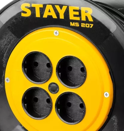 Удлинитель на катушке &quot;MS 207&quot;, 40 м, 2200 Вт, 4 гнезда, ПВС 2x0,75 мм2, STAYER 55073-40 купить в Магнитогорске