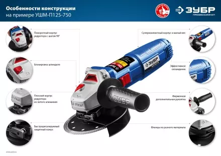 Машина углошлифовальная компактная УШМ-П125-750 серия ПРОФЕССИОНАЛ купить в Магнитогорске