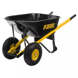 Тачка строительная Denzel 69000, усиленная, объем 140 л, 250 кг, двухколесная, колесо 15х6.00-6