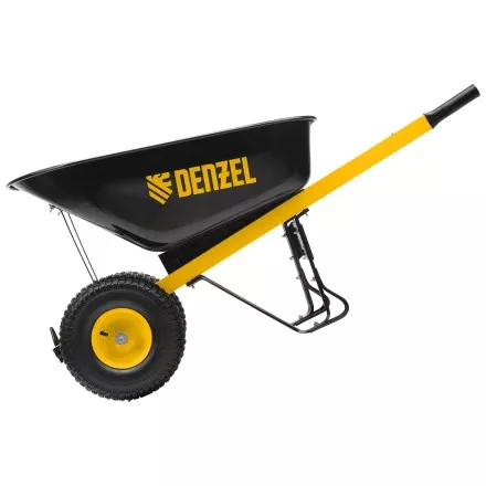 Тачка строительная Denzel 69000, усиленная, объем 140 л, 250 кг, двухколесная, колесо 15х6.00-6 купить в Магнитогорске